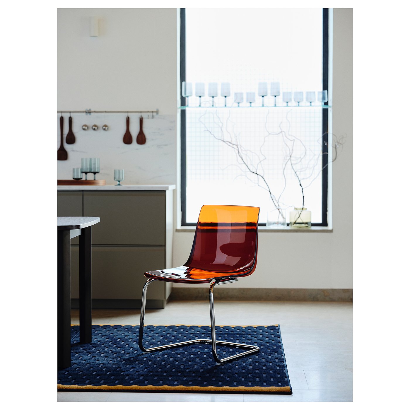 TOBIAS chair, brown-red/chrome plated - IKEA