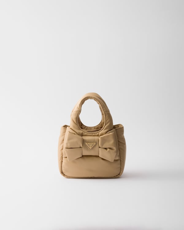キャメルブラウン リボン付 パデッドRe-nylon ミニバッグ | PRADA
