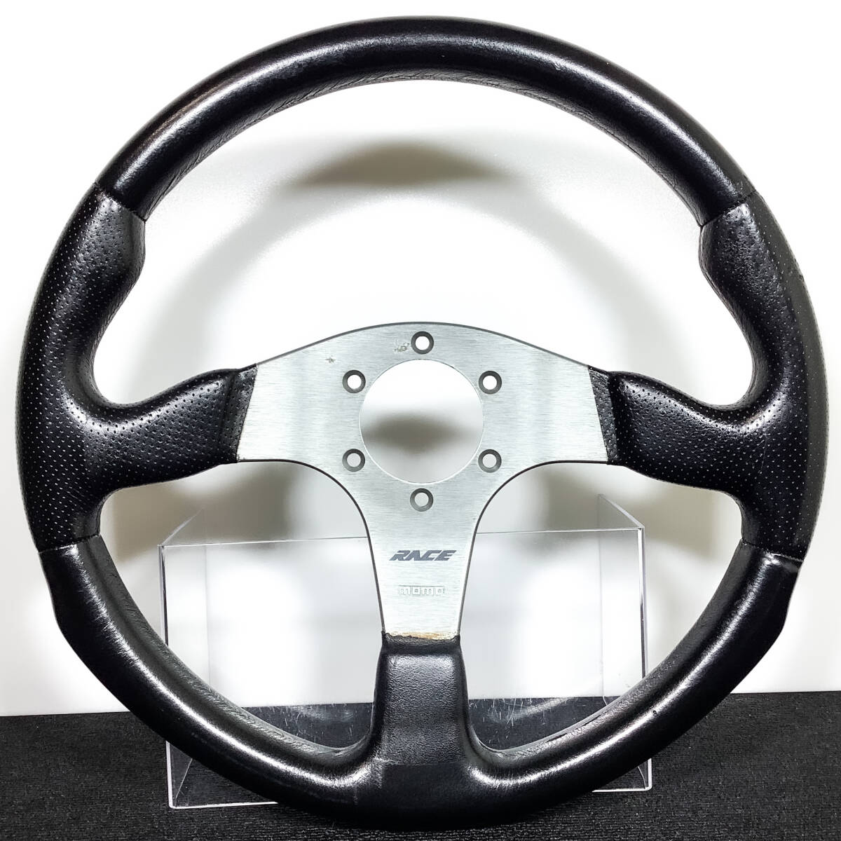 MOMO モモ RACE レース 35φ レザーステアリング 97年7月製 当時物 良品