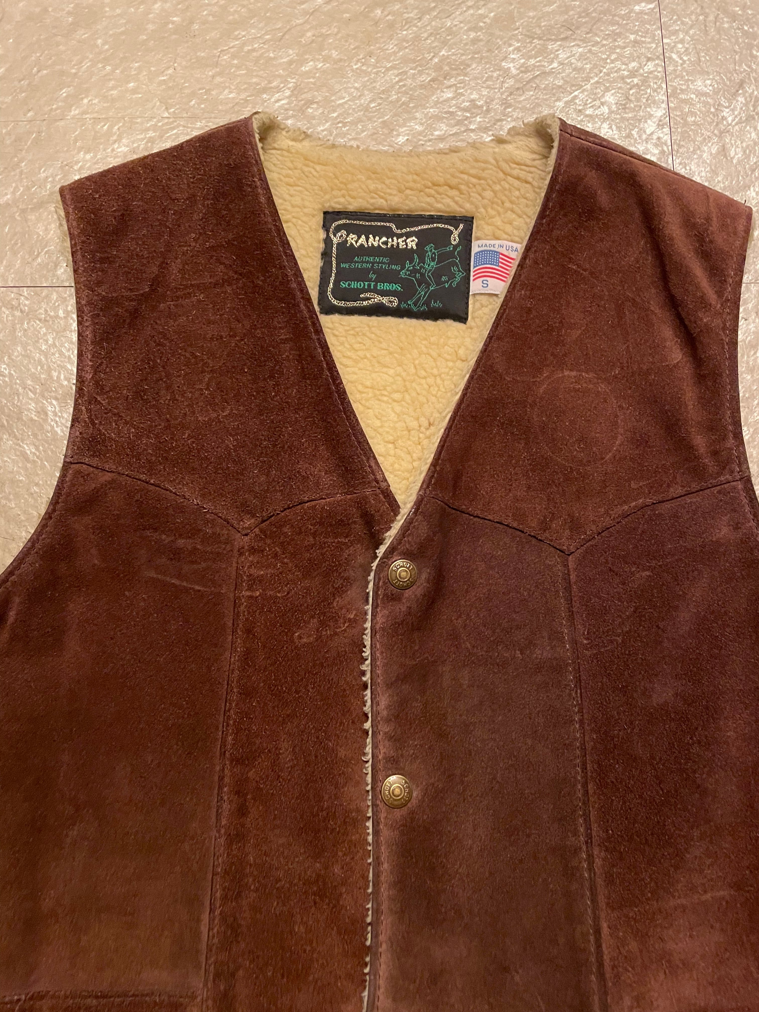 USA製!! RANCHER by SCHOTT ショット スウェード ベスト レザー 革