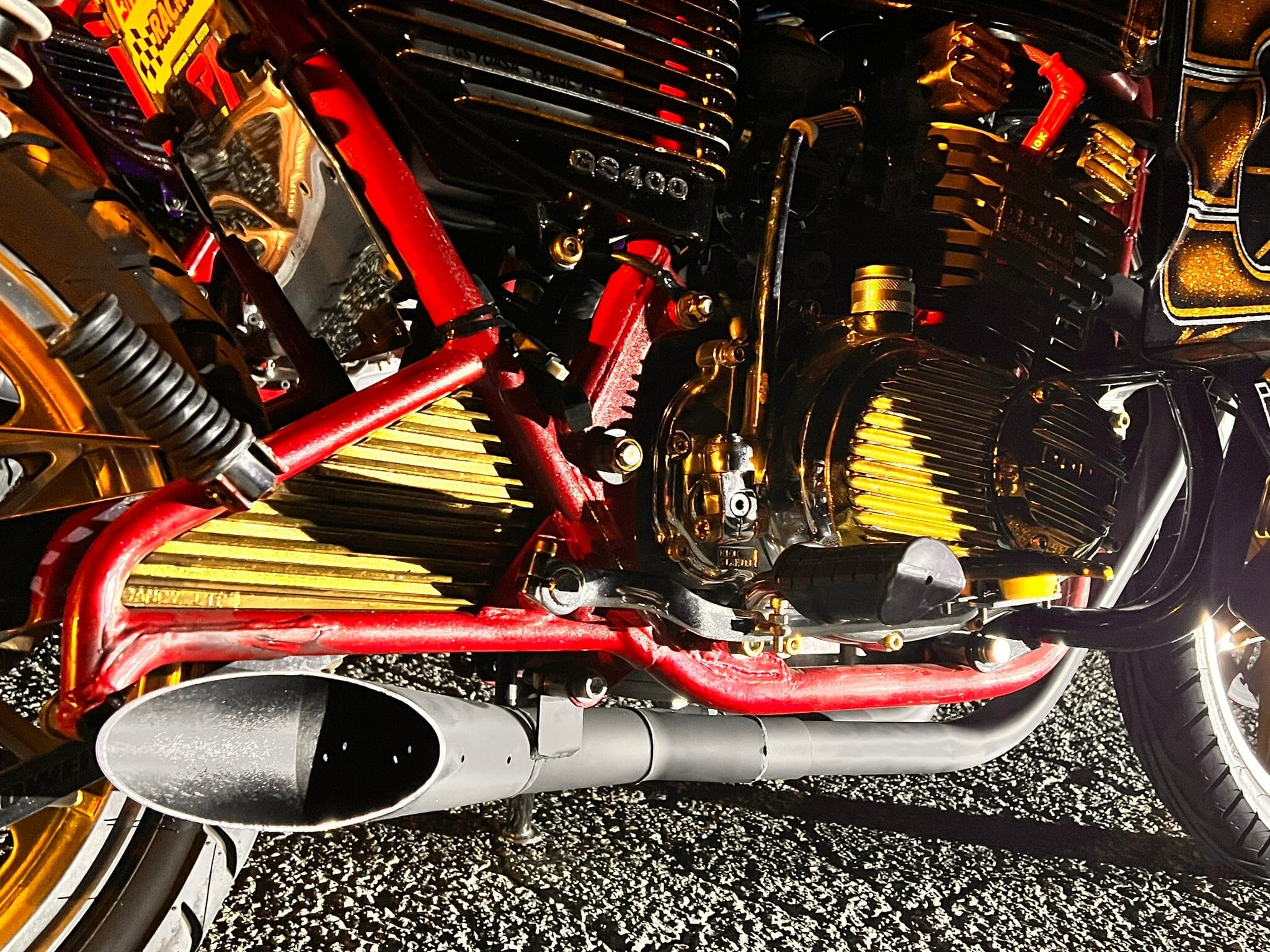 GS400/GSX400E/ザリ/ゴキ 猪管3 メガサイクロン 外伝 メッキ ハス切り