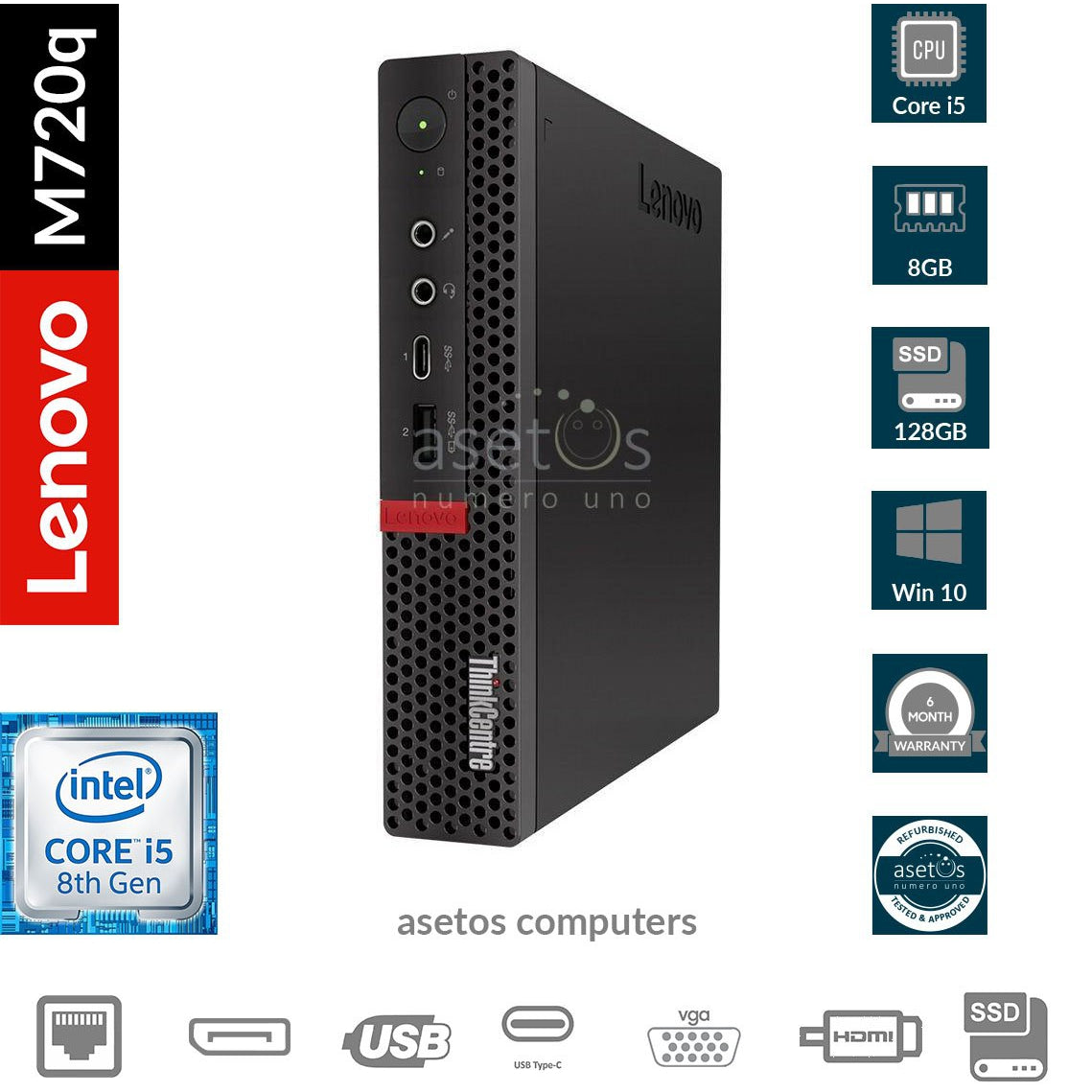 Lenovo ThinkCentre M720q Tiny Desktop: Core i5-8400T 8th Gen, 8GB