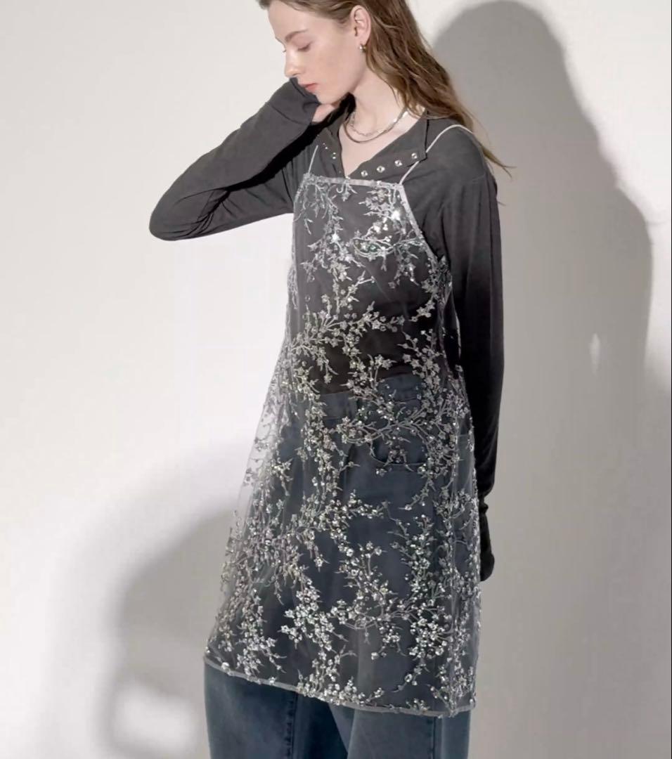フラワースパンコールキャミソールドレス　yae yae（ヤエ）の「Flower spangle camisole dress/フラワースパンコール
