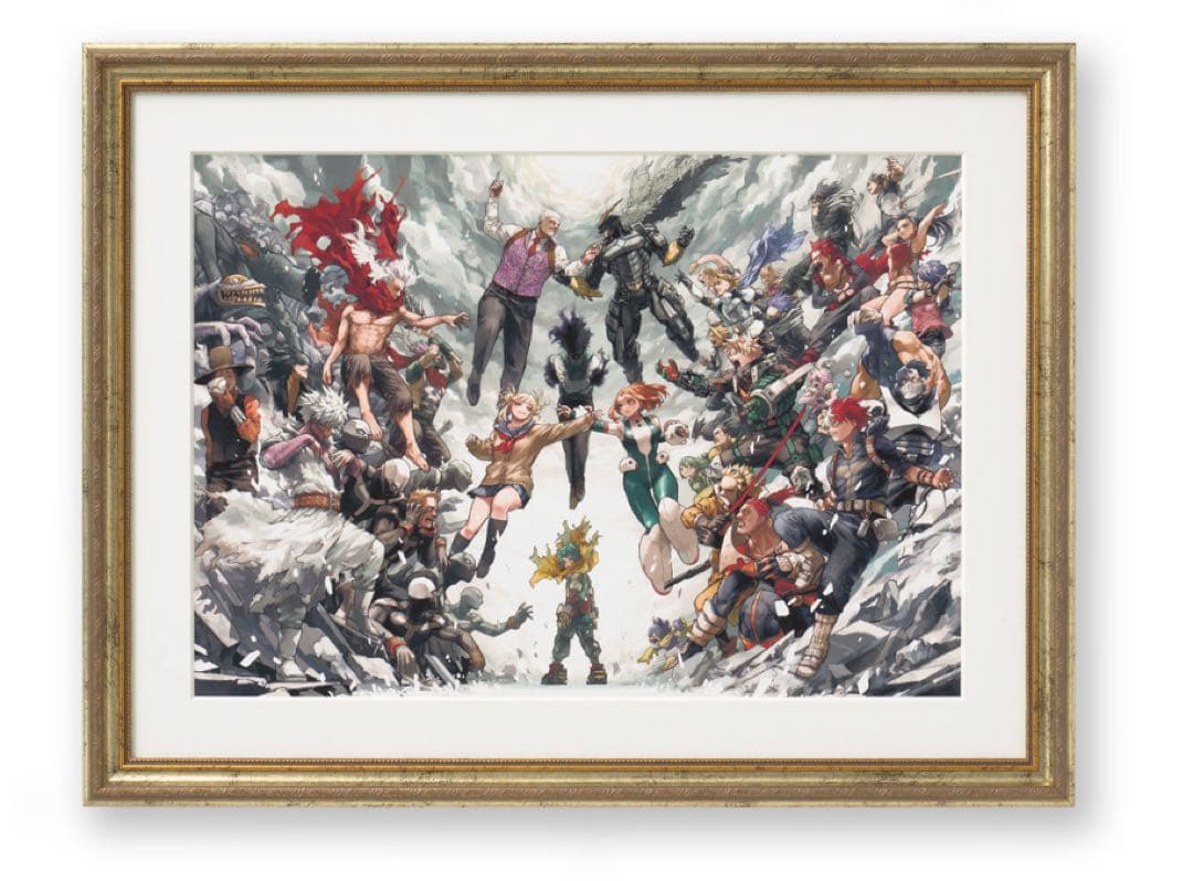 額装高精細デジタルカラー　キービジュアル「ヒーローVS敵(ヴィラン)」 ヒロアカ原画展 グッズ情報】 □額装高精細デジタルカラー キー